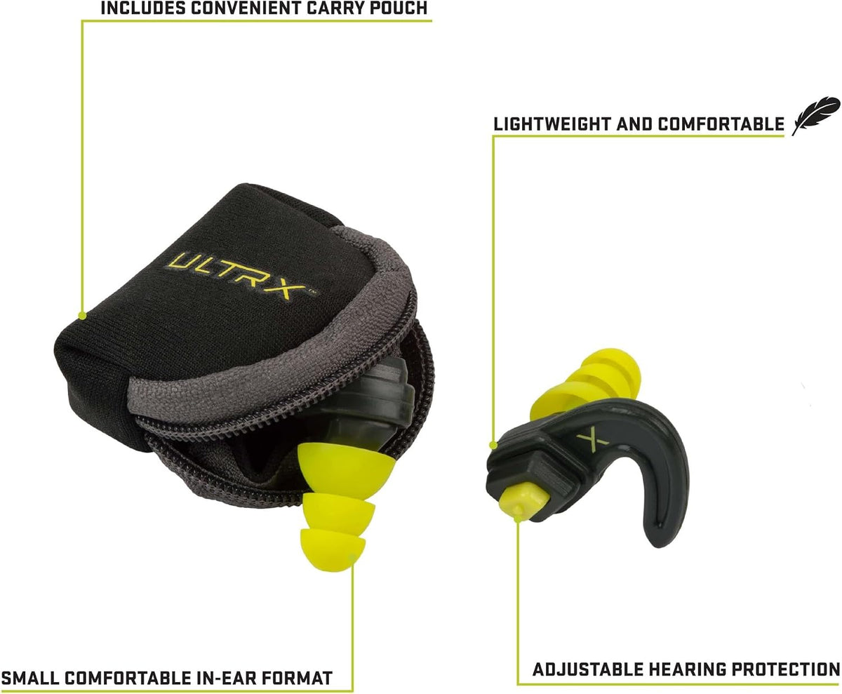 ULTRX Tapones para los oídos de protección ajustable, gris\/amarillo