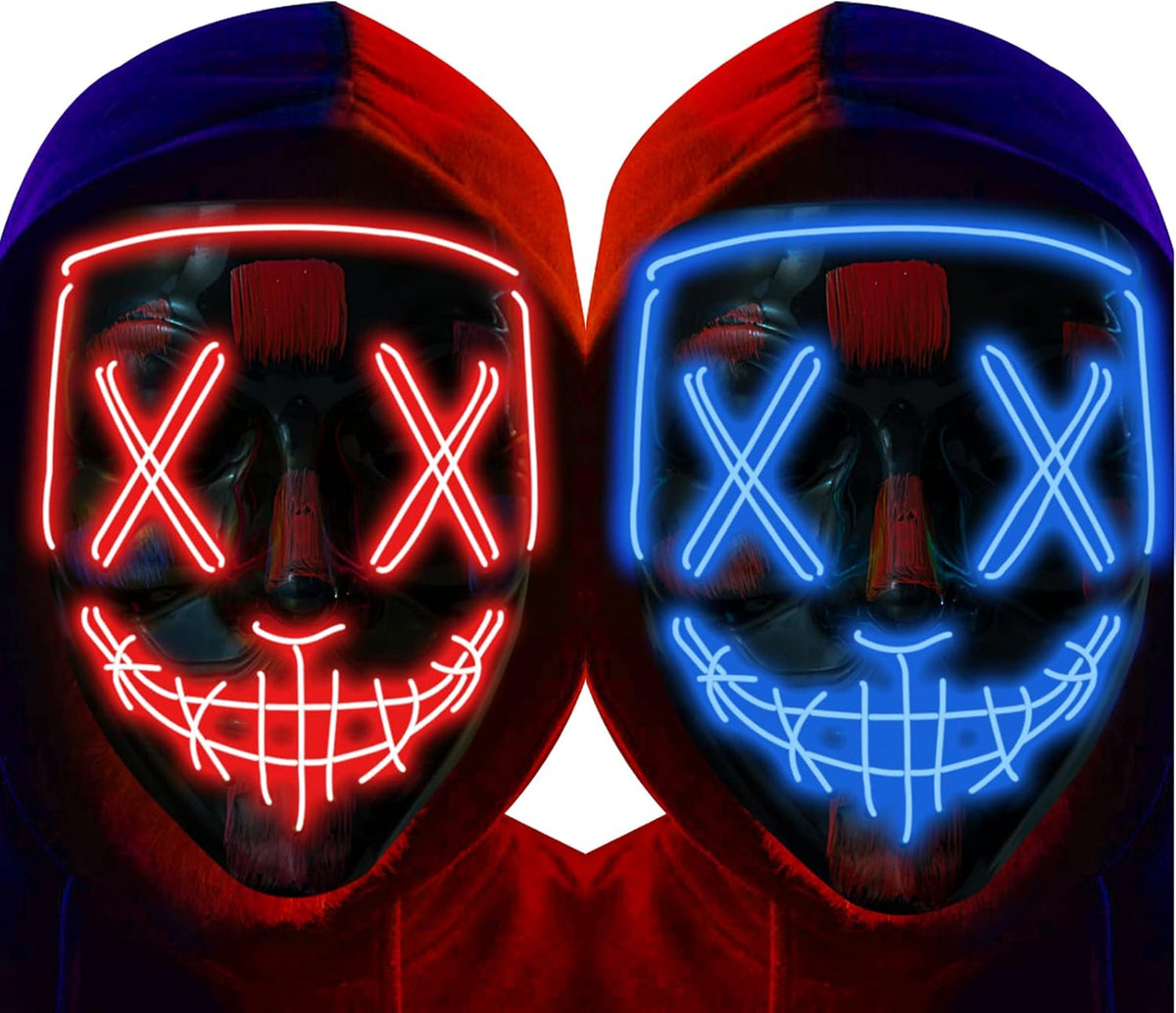 Poptrend - Máscara de Halloween con luz LED, máscara de miedo para...