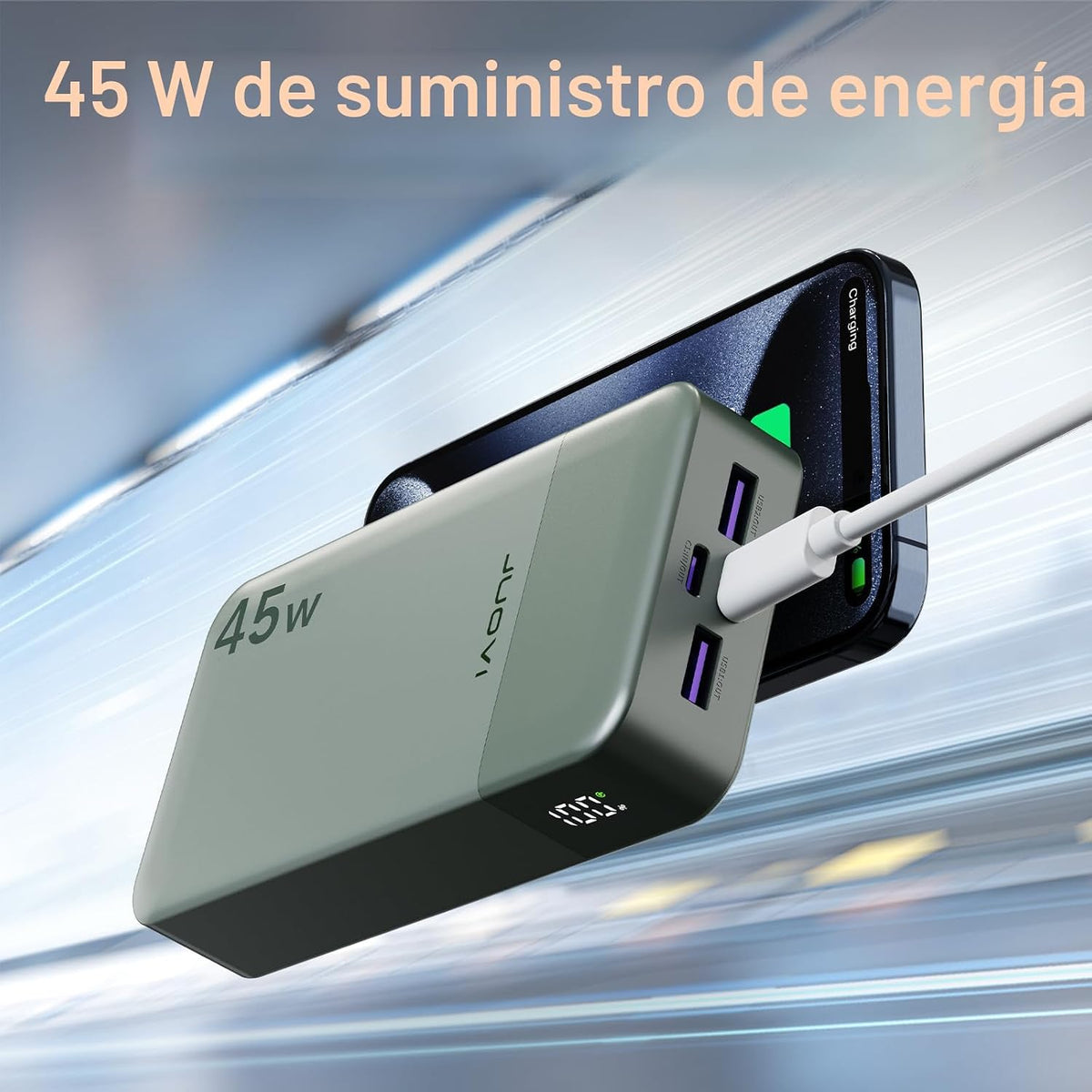 Cargador portátil JUOVI Power Bank 45W 20000mAh | PD QC carga rápid...