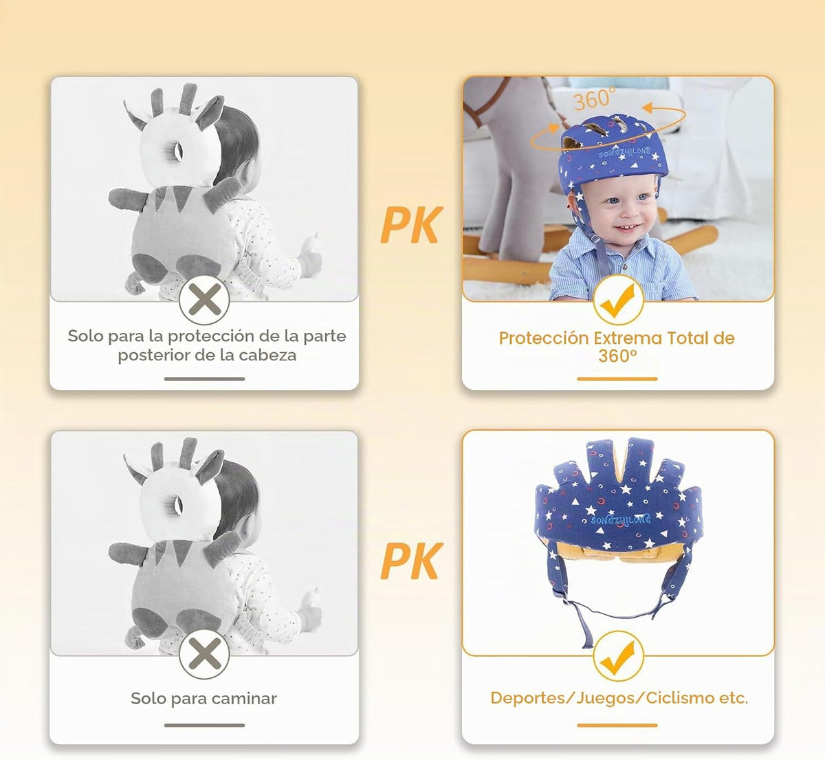IULONEE Protector de Cabeza de Bebé Casco de Protección para Bebés...