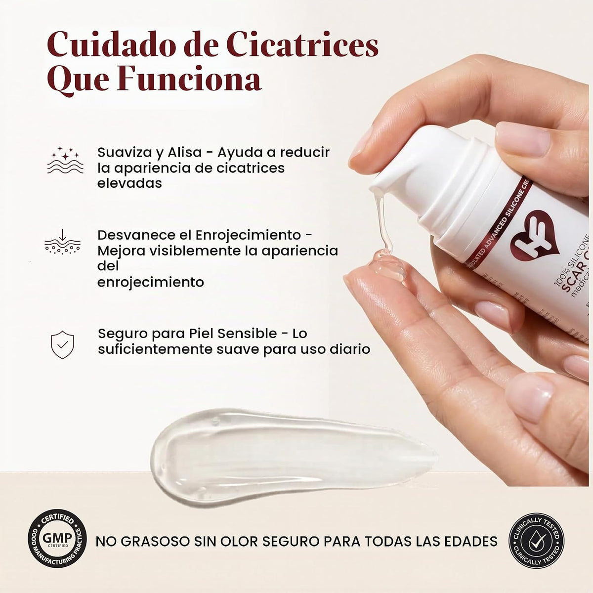 HealFast Gel de silicona para cicatrices, crema para cicatrices qui...