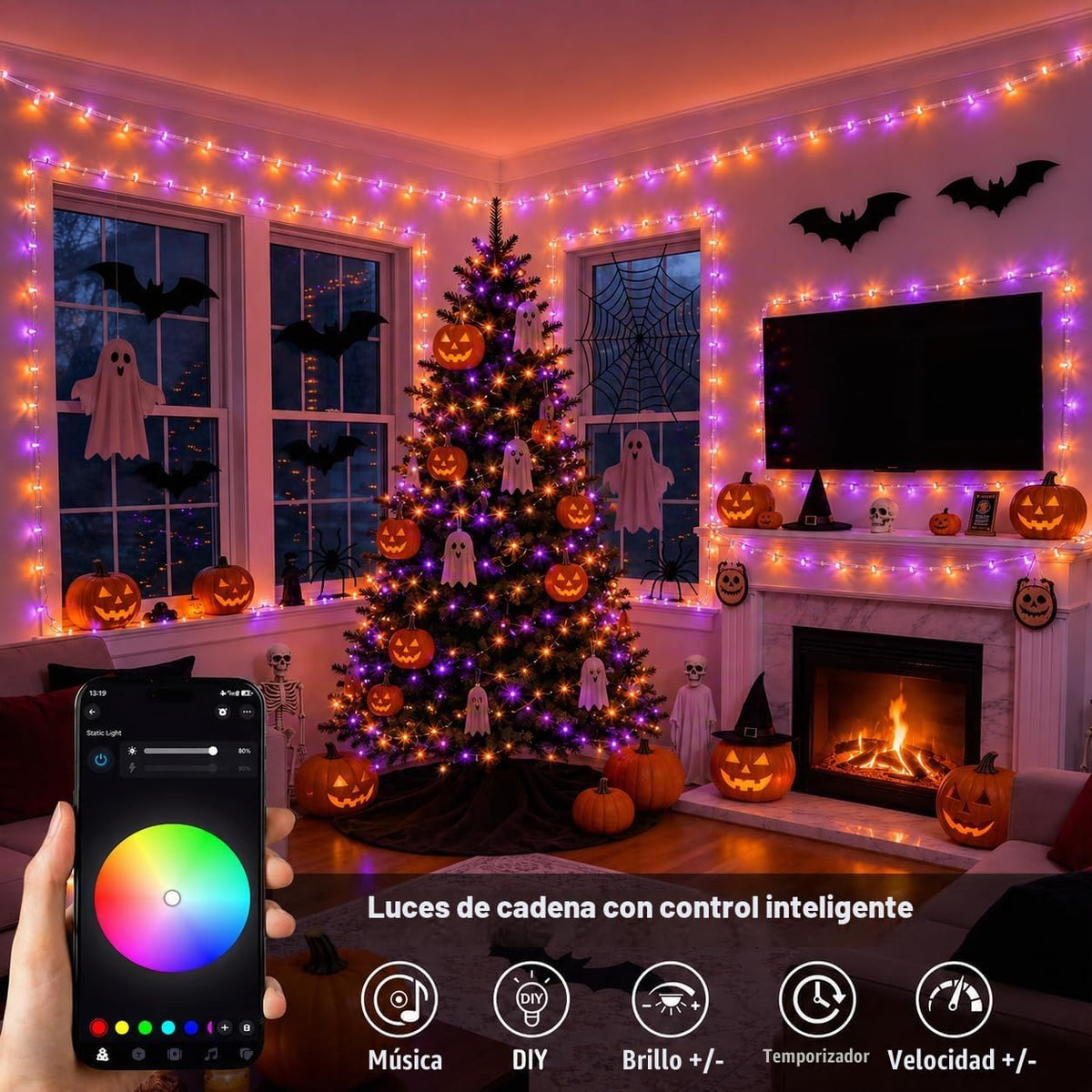 JMEXSUSS 200 luces LED RGB para exteriores, interiores, luces de Ha...