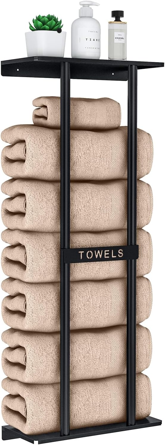 STWWO Toalleros para baño, almacenamiento de toallas de baño montad...