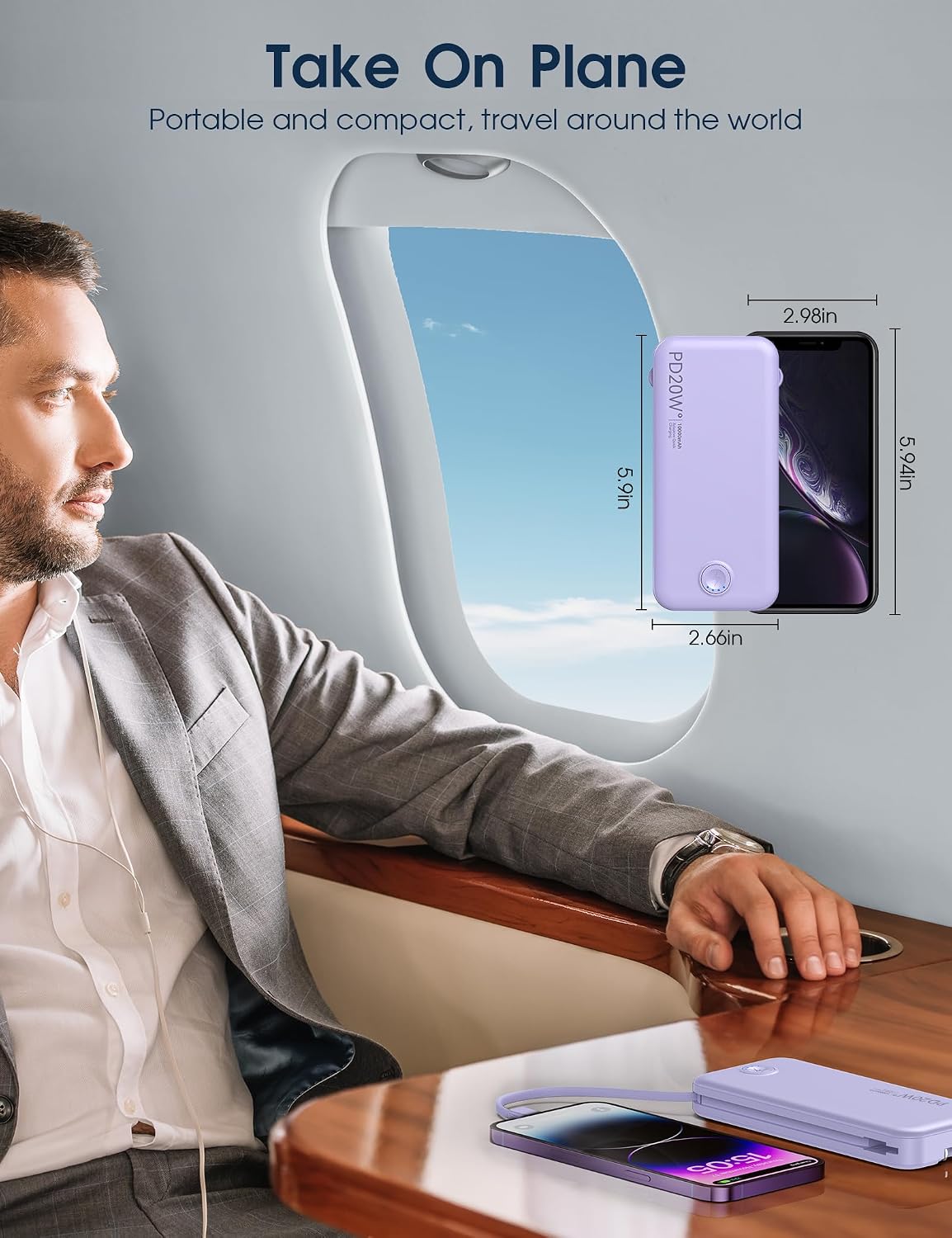 Cargador portátil Nusyddy de carga rápida de 10000 mAh con enchufe...