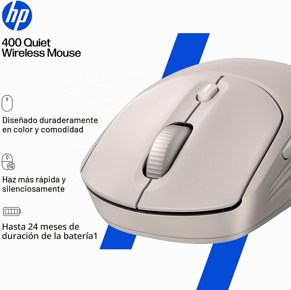 HP Ratón inalámbrico silencioso de 400, Bluetooth dual y 2.4 GHz, s...