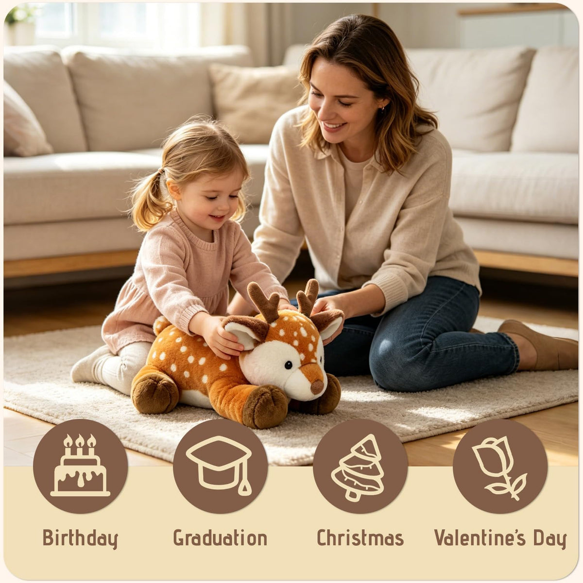 JUSTQUNSEEN Sika - Animales de peluche con peso de ciervo para adul...