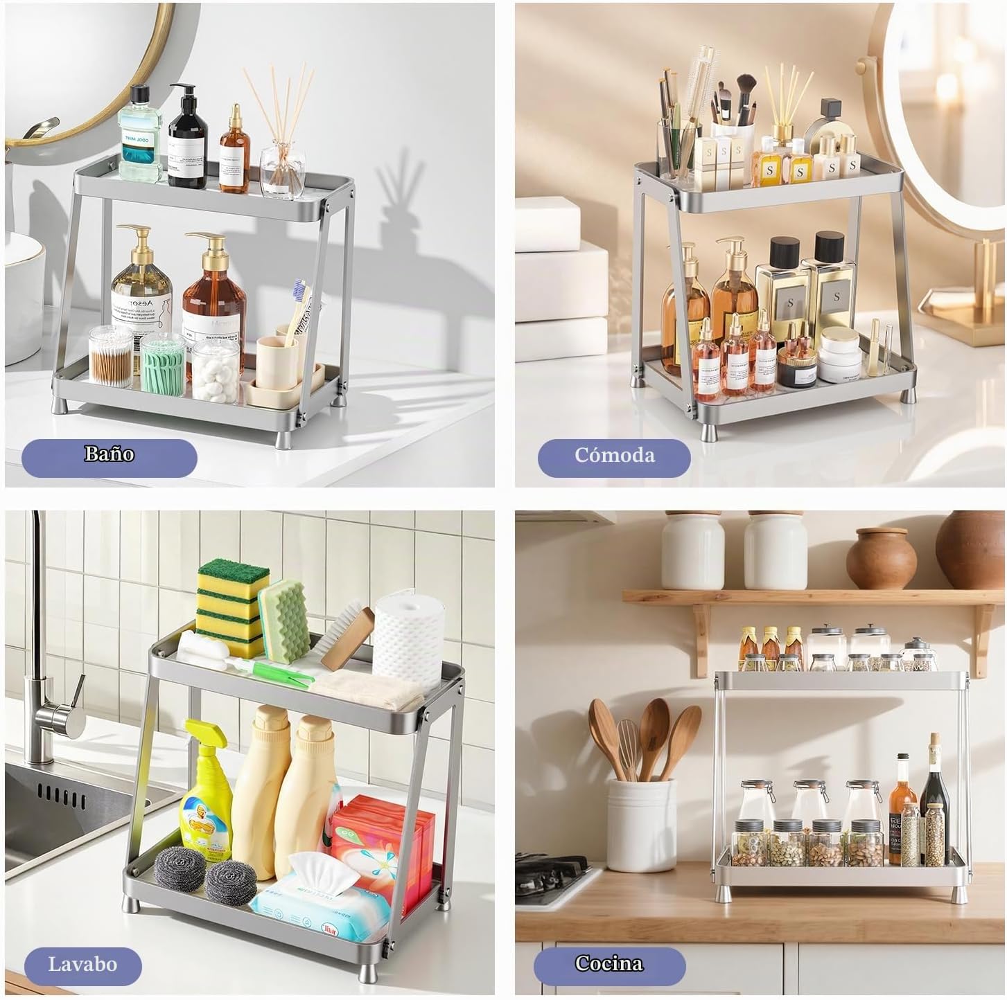 Organizador de mostrador de baño, organizador de maquillaje acrílic...