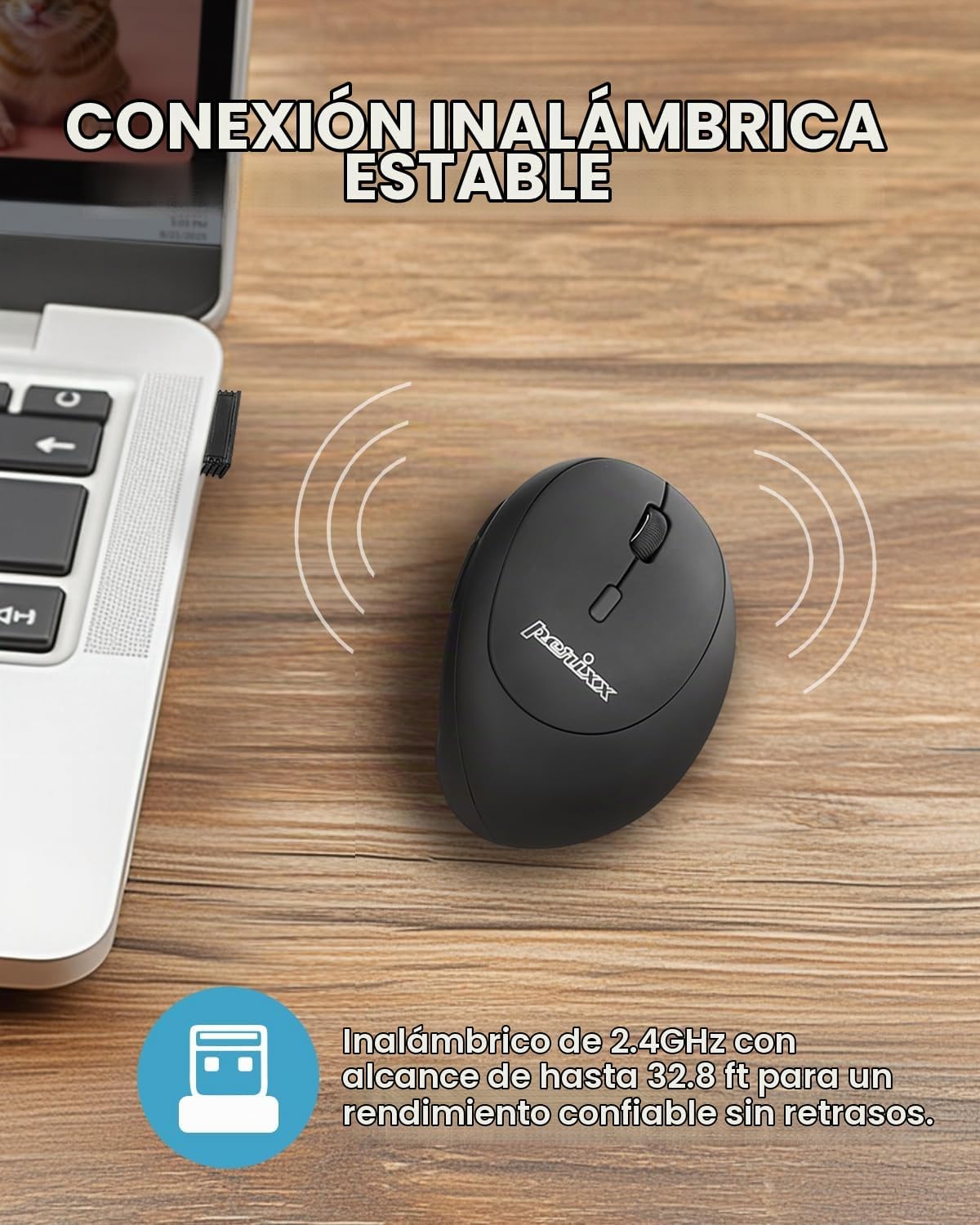 Perixx PERIMICE-719RX - Ratón ergonómico recargable inalámbrico de...