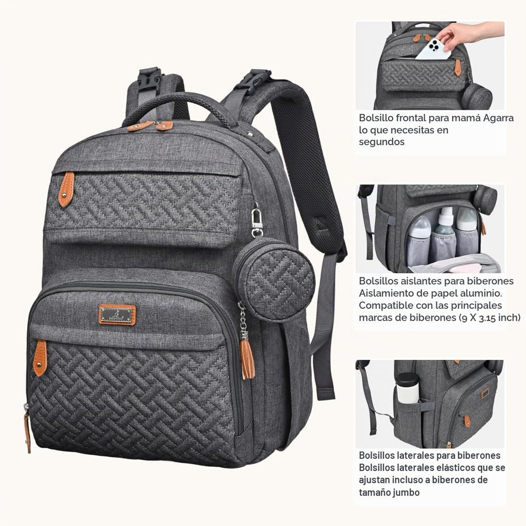 BabbleRoo - Mochila para pañales unisex con cambiador, funda para c...