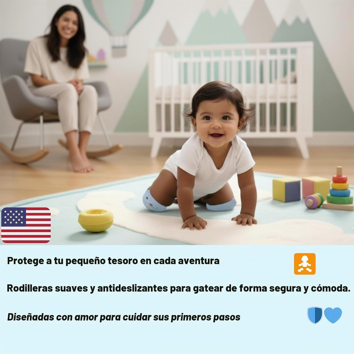 Rodilleras antideslizantes para gatear bebés, mochila de protección...