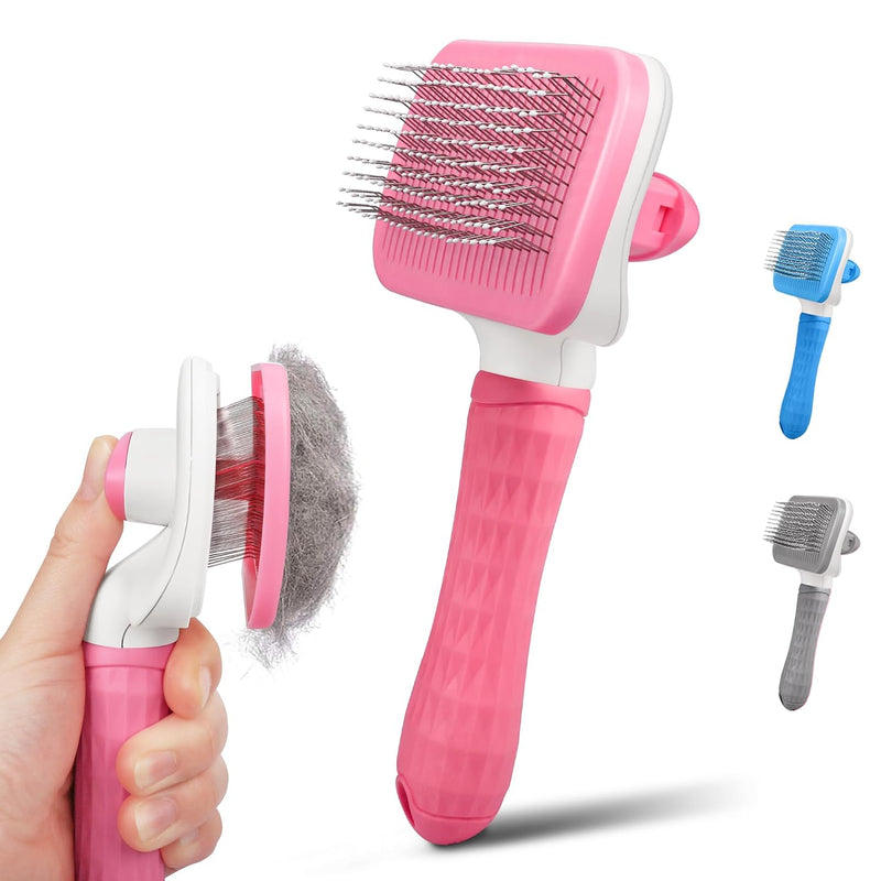 PWOD Cepillo para perros y gatos, cepillo deslizante de autolimpiez...