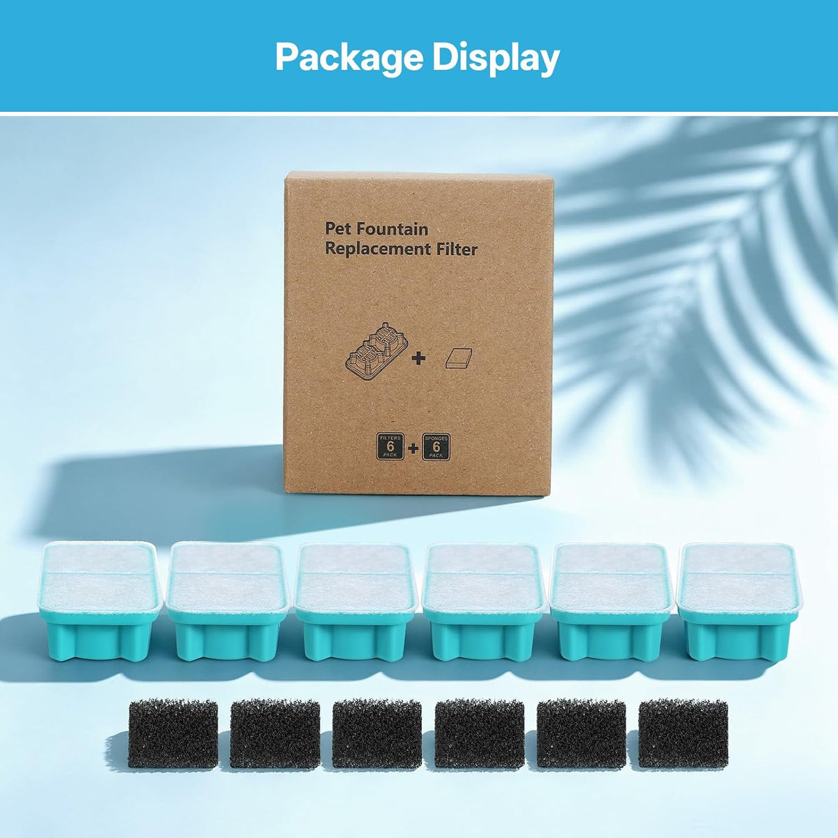 6 fliters + 6 esponjas solo compatibles con fuente de agua inalámbr...