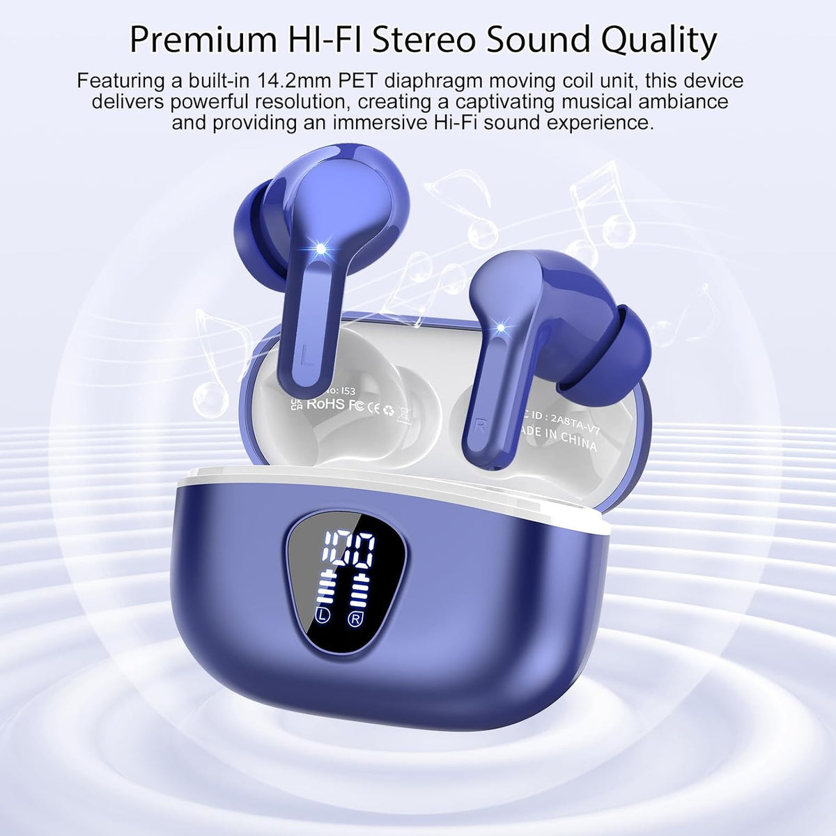 Auriculares inalámbricos, Bluetooth 5.4 Auriculares estéreo de alta...