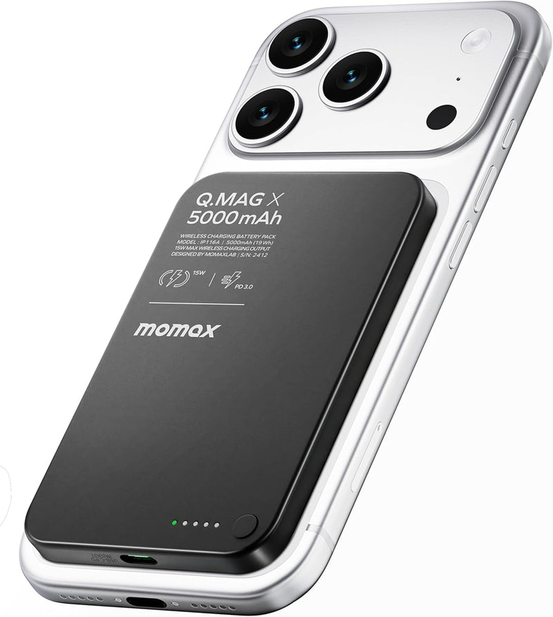 MOMAX Banco inalámbrico magnético del poder, 10000mAh delgado 0,5&#...
