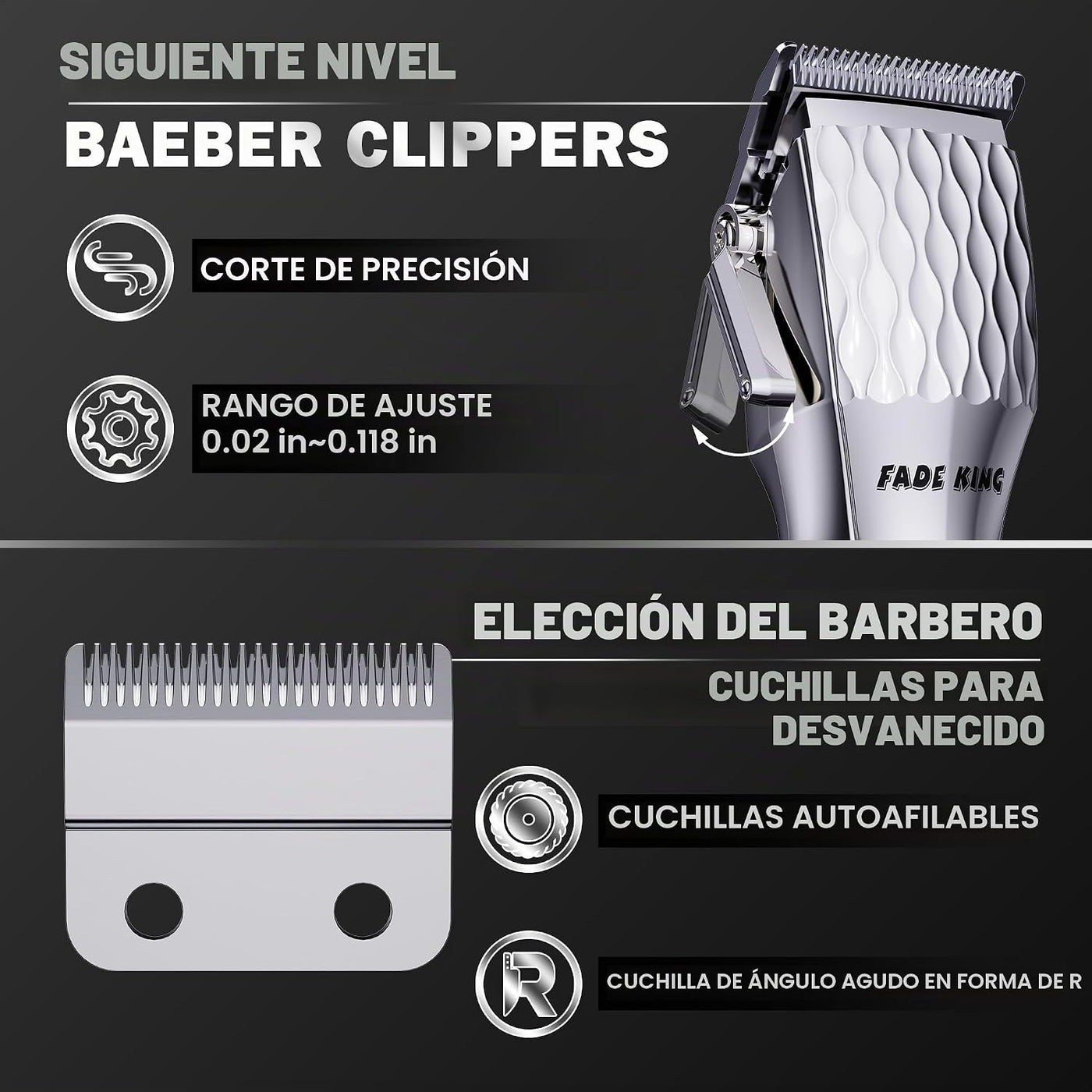 FADEKING® Cortapelos profesionales para hombres, cortapelos inalámb...