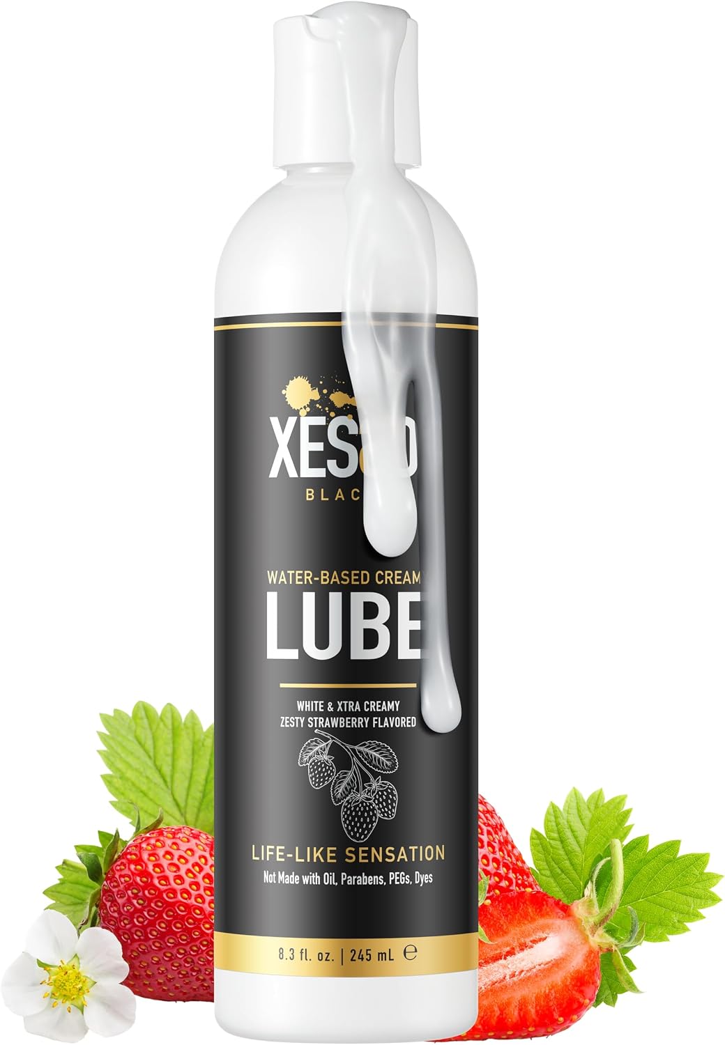 XESSO Lubricante cremoso a base de agua, sabor a fresa picante, 8.3...