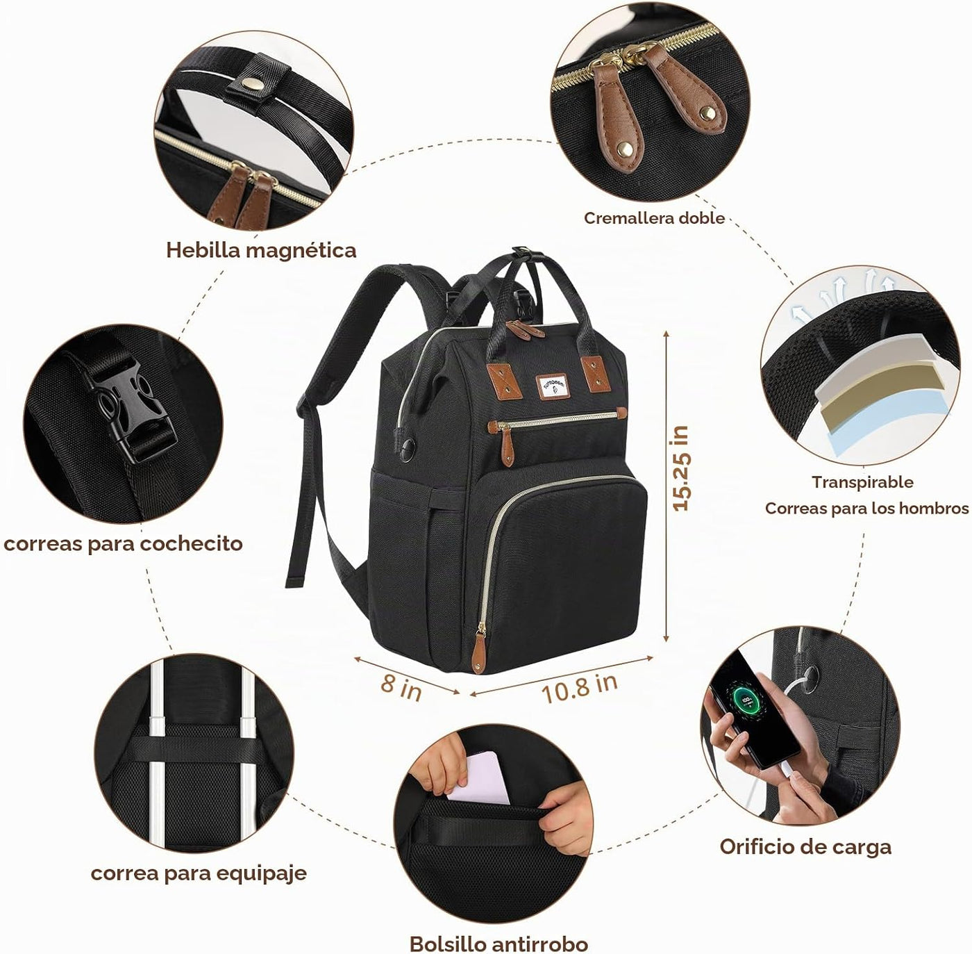 SUPROMOMI Mochila para pañales: bolsa de bebé grande para niños y n...