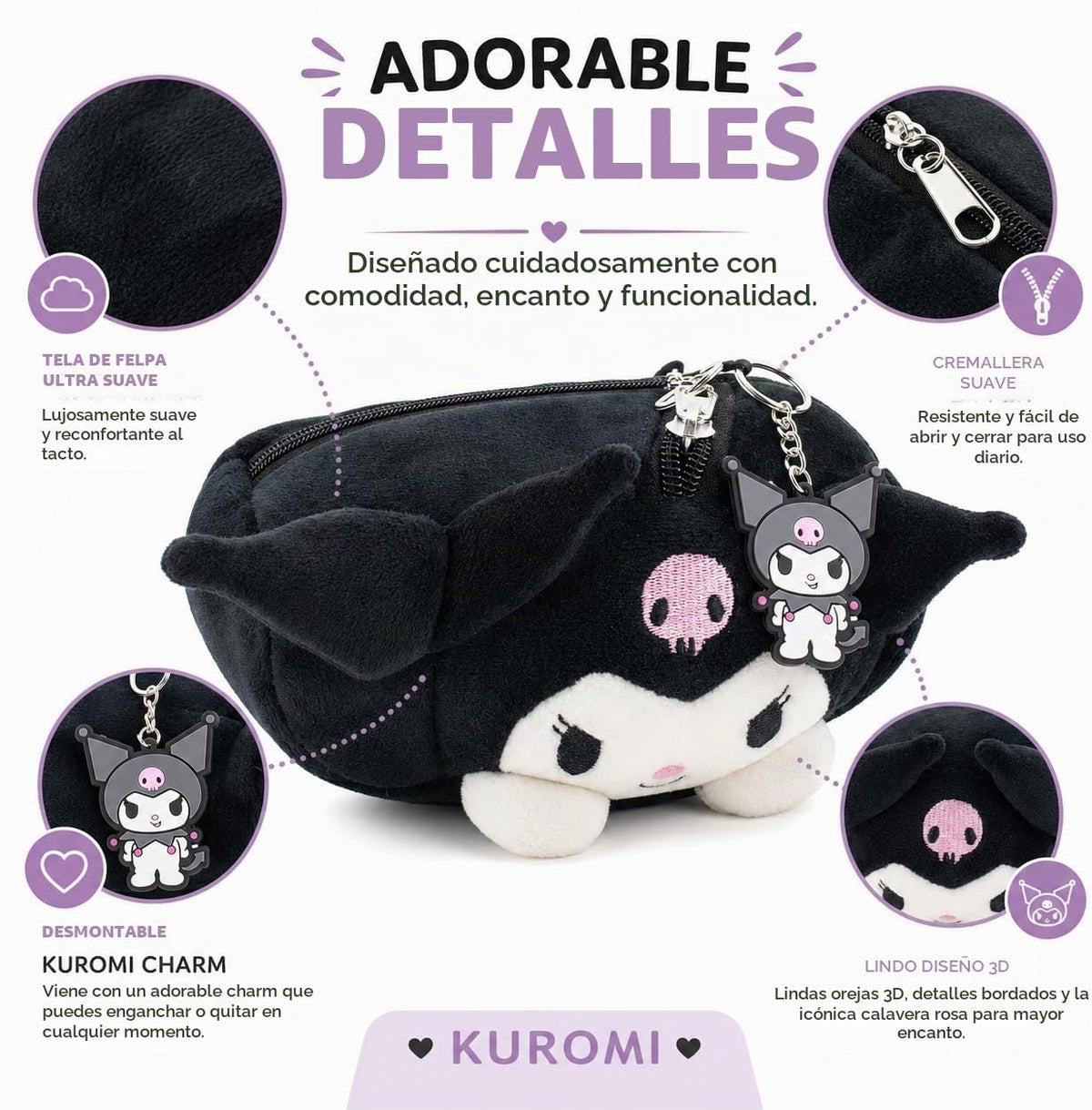 AI ACCESSORY INNOVATIONS Kuromi Estuche de Almacenamiento Multifunc...
