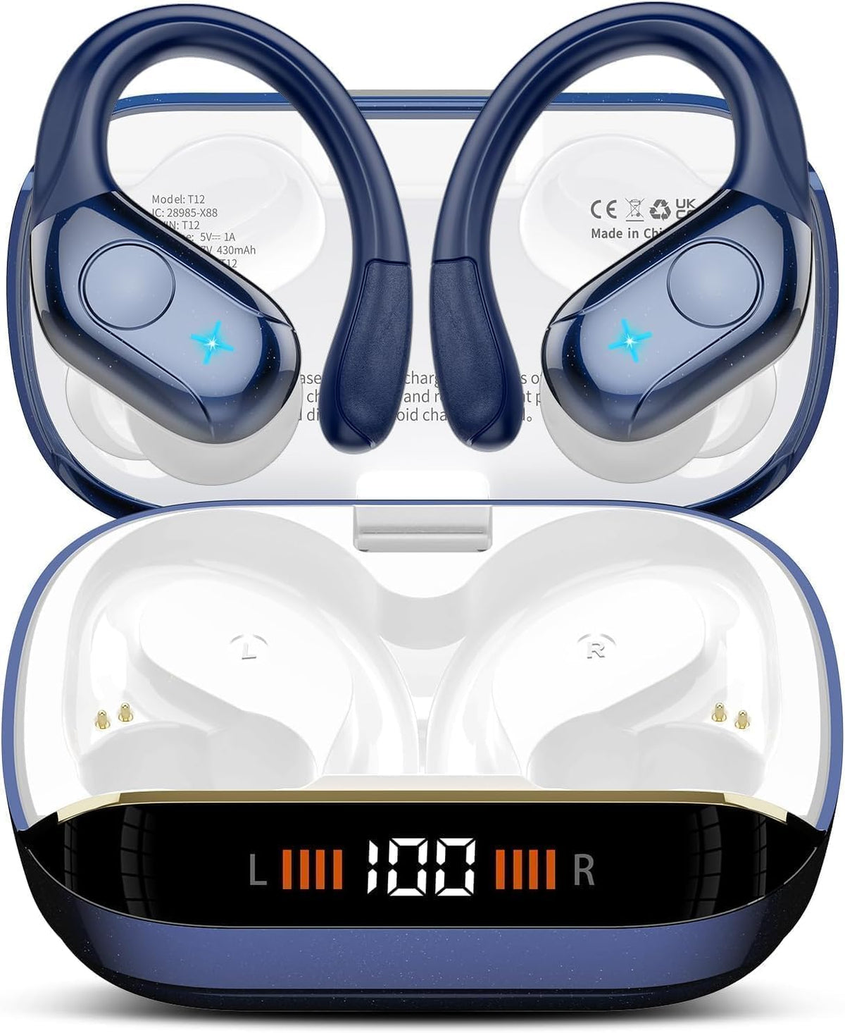 Qecnato Auriculares inalámbricos Bluetooth estéreo de graves profun...