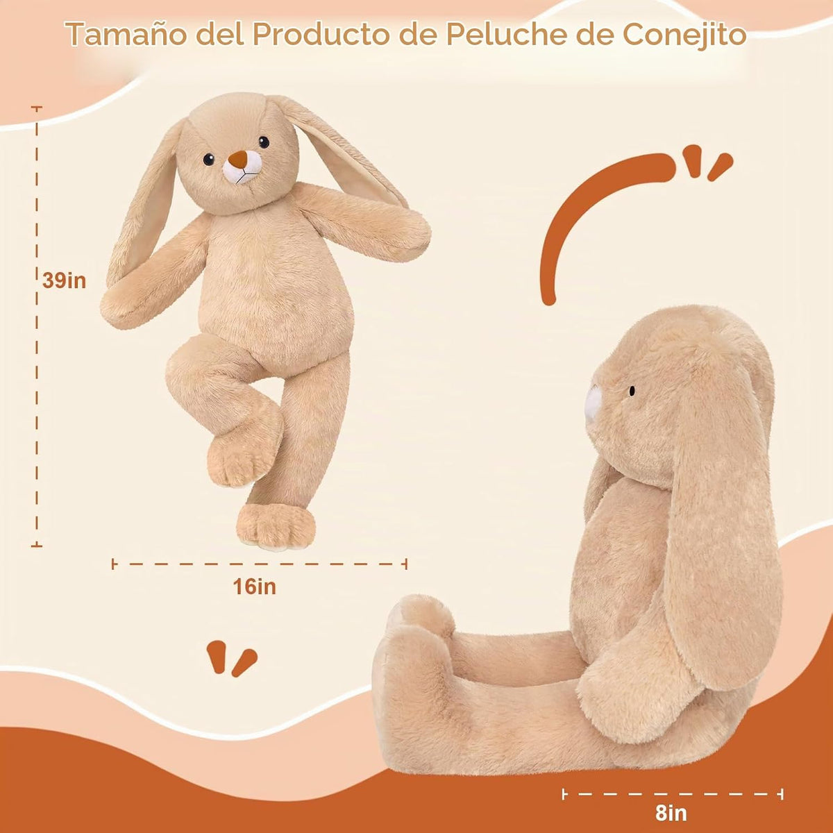 SQEQE Peluche de conejo grande de 39 pulgadas, animal de peluche gi...