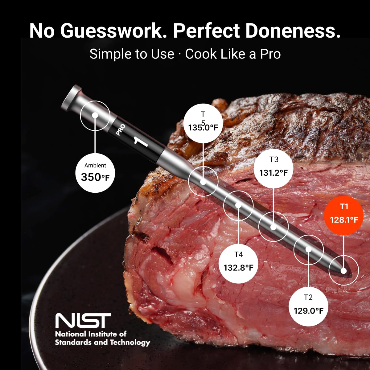 Termómetro inalámbrico para carne ThermoMaven de 3000 pies, no nece...