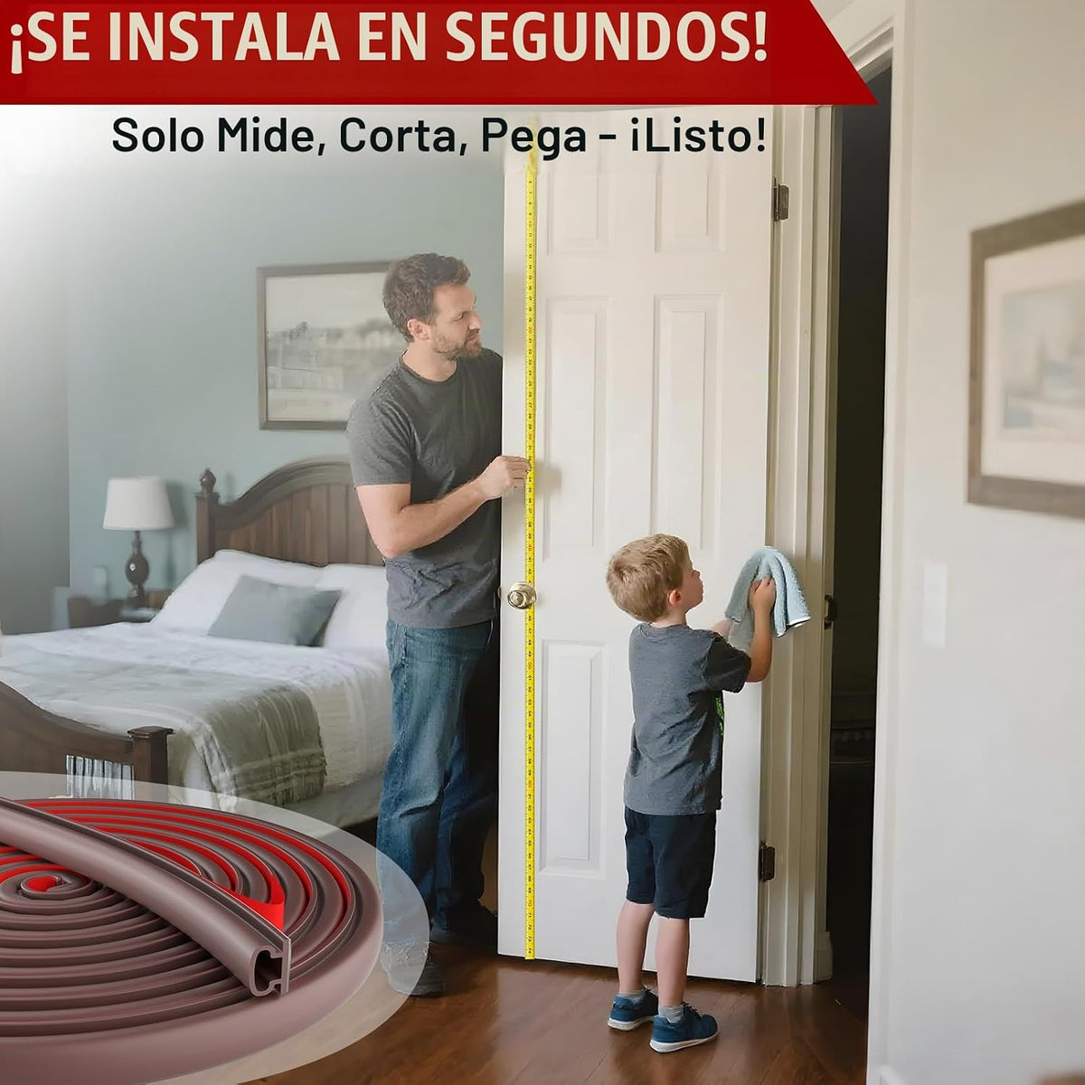 alophoty Burlete para puerta \u2013 23 pies de goma TPE autoadhesiv...