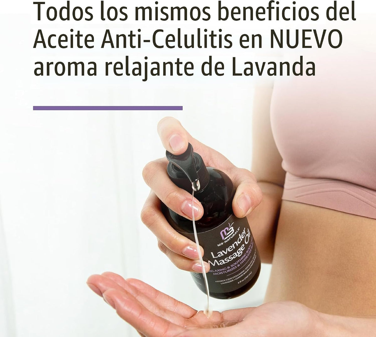 Aceite de masaje de lavanda para reafirmar la piel con colágeno (16...
