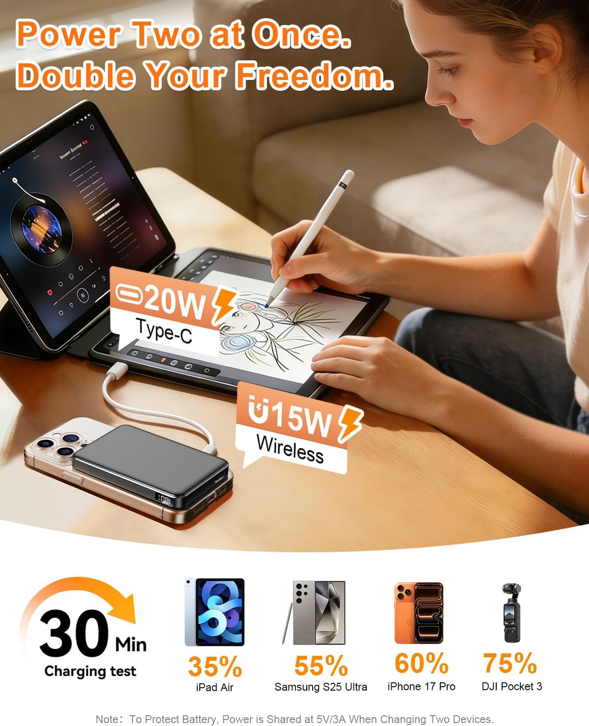 Cargador portátil 10000mAh, banco magnético del poder para el carga...