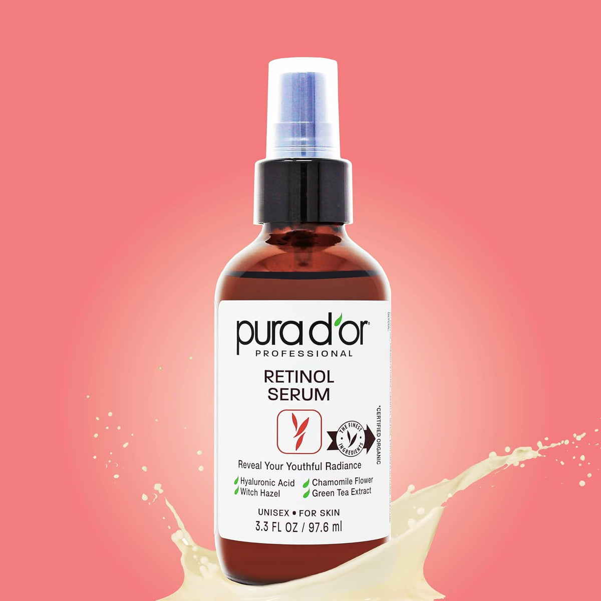 PURA D'OR Suero facial de retinol tratamiento nocturno para ton...