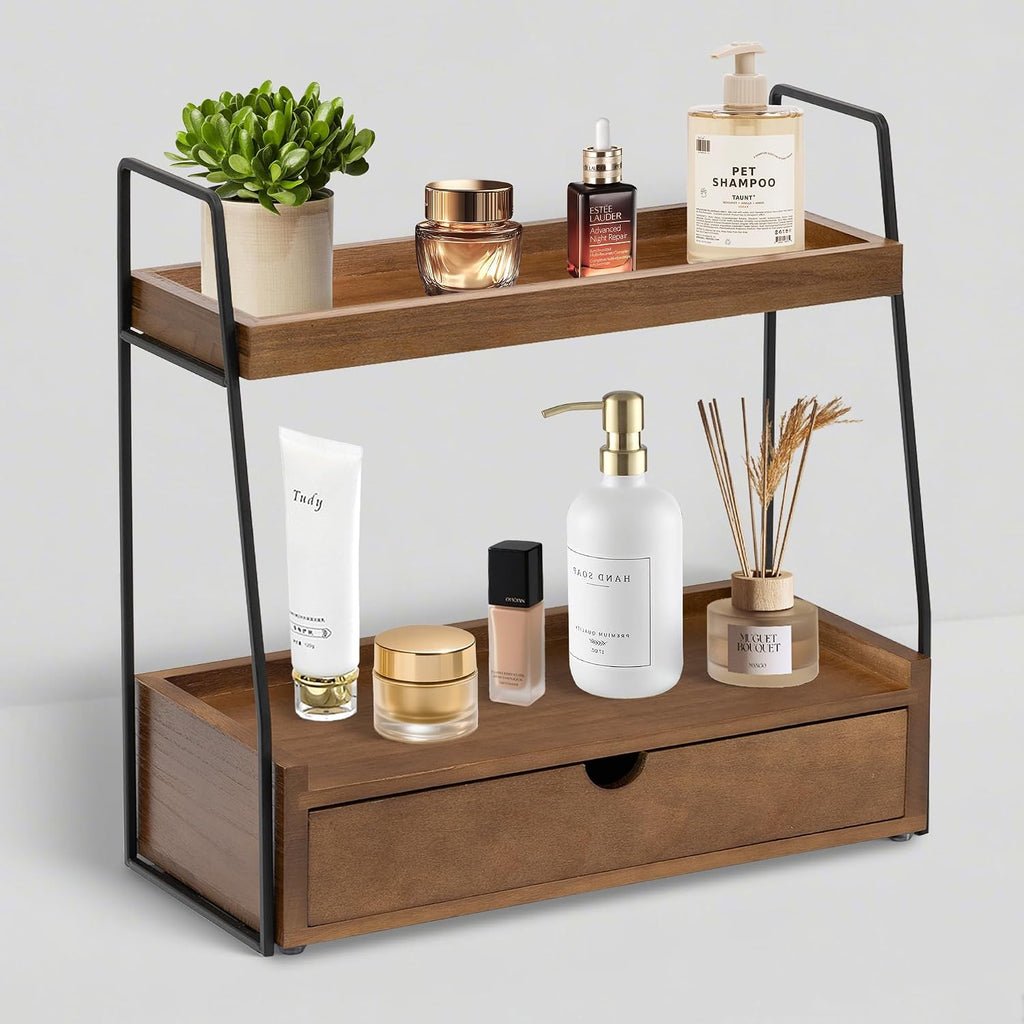 Organizador de Baño de 2 Niveles para Encimera con Cajón, Organizad...