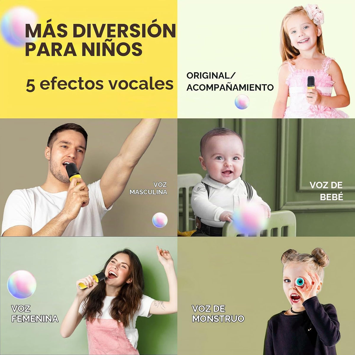 Micrófono de karaoke mini YLL para niños y adultos, altavoz Bluetoo...