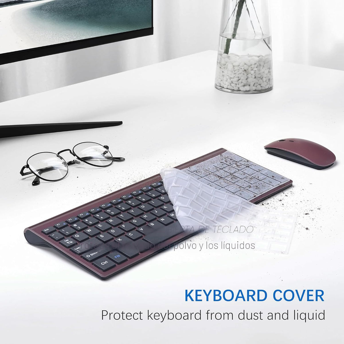 Combo de teclado y mouse inalámbricos ultra delgado, TopMate - Vino...