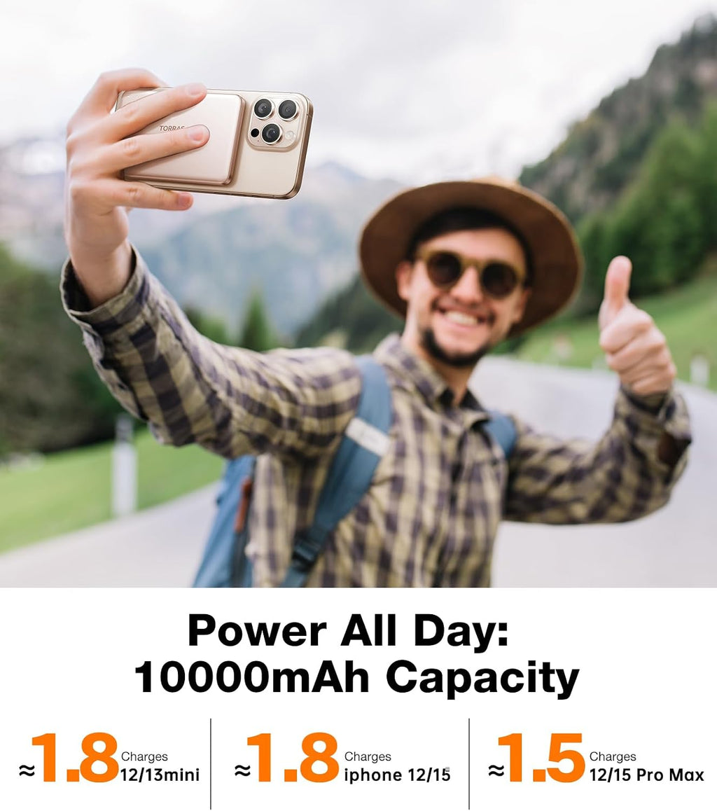 TORRAS MiniMag Power Bank, cargador portátil inalámbrico magnético...