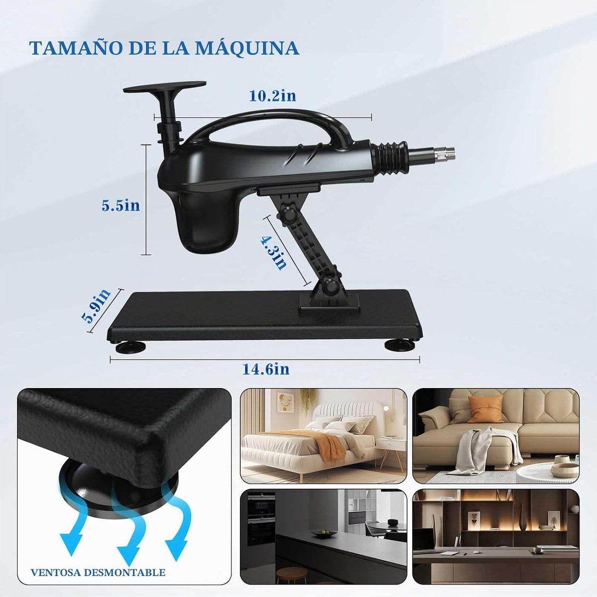 Amausen Máquina sexual de empuje, 2 consoladores blancos lisos de t...