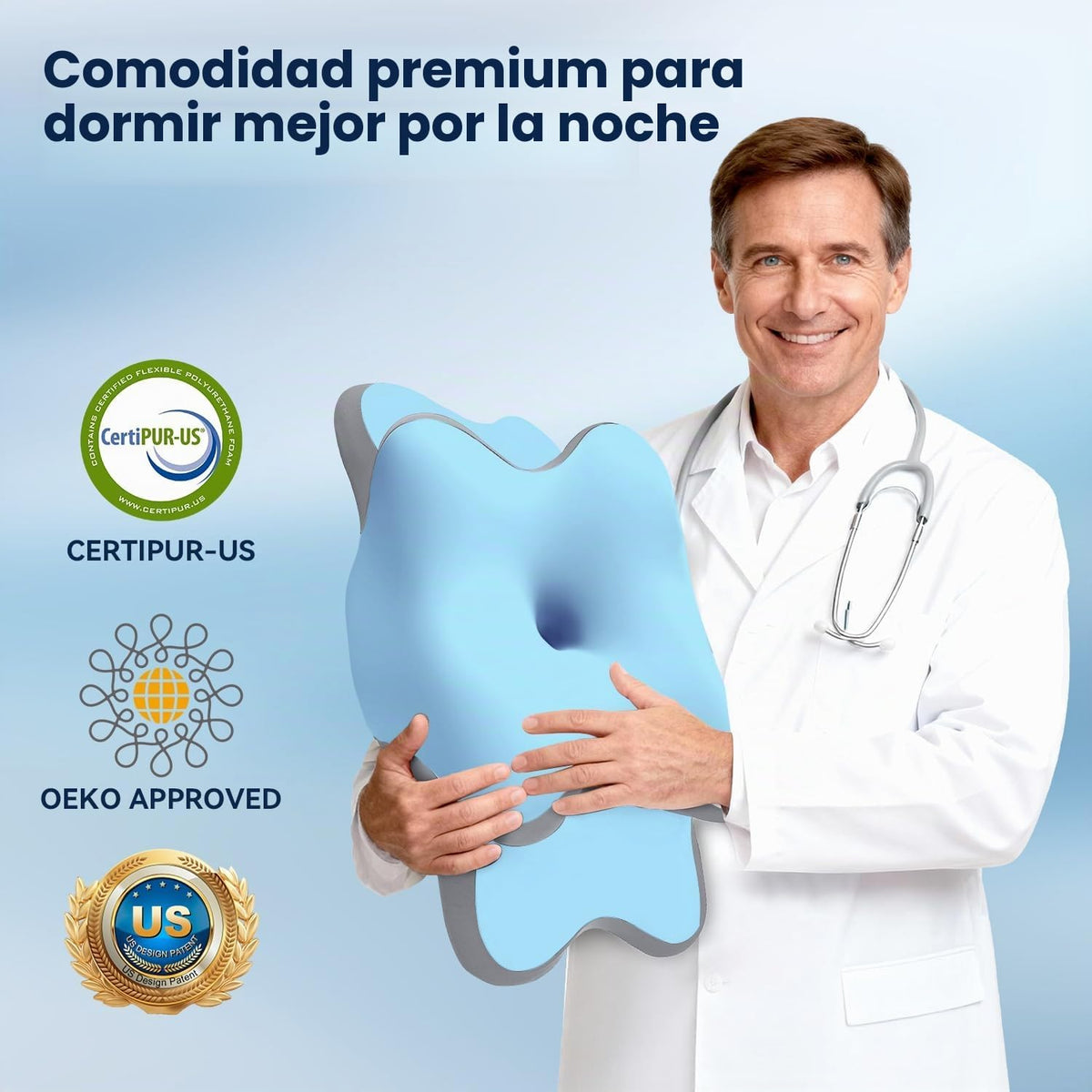 Almohada Ergo para la apnea del sueño, dolor de cuello y alivio de...