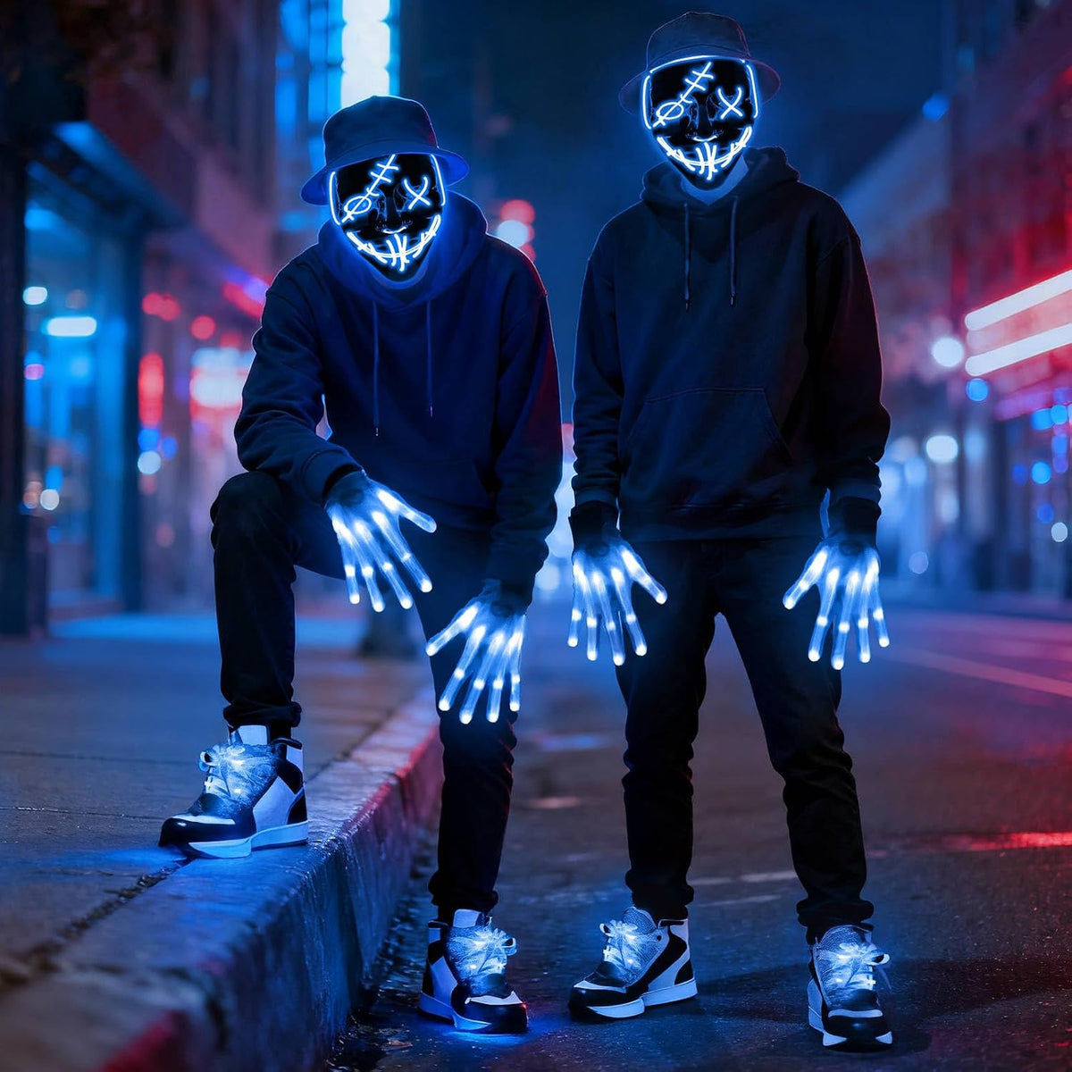 Conjunto de cordones para zapatos y guantes con máscara LED, kit de...
