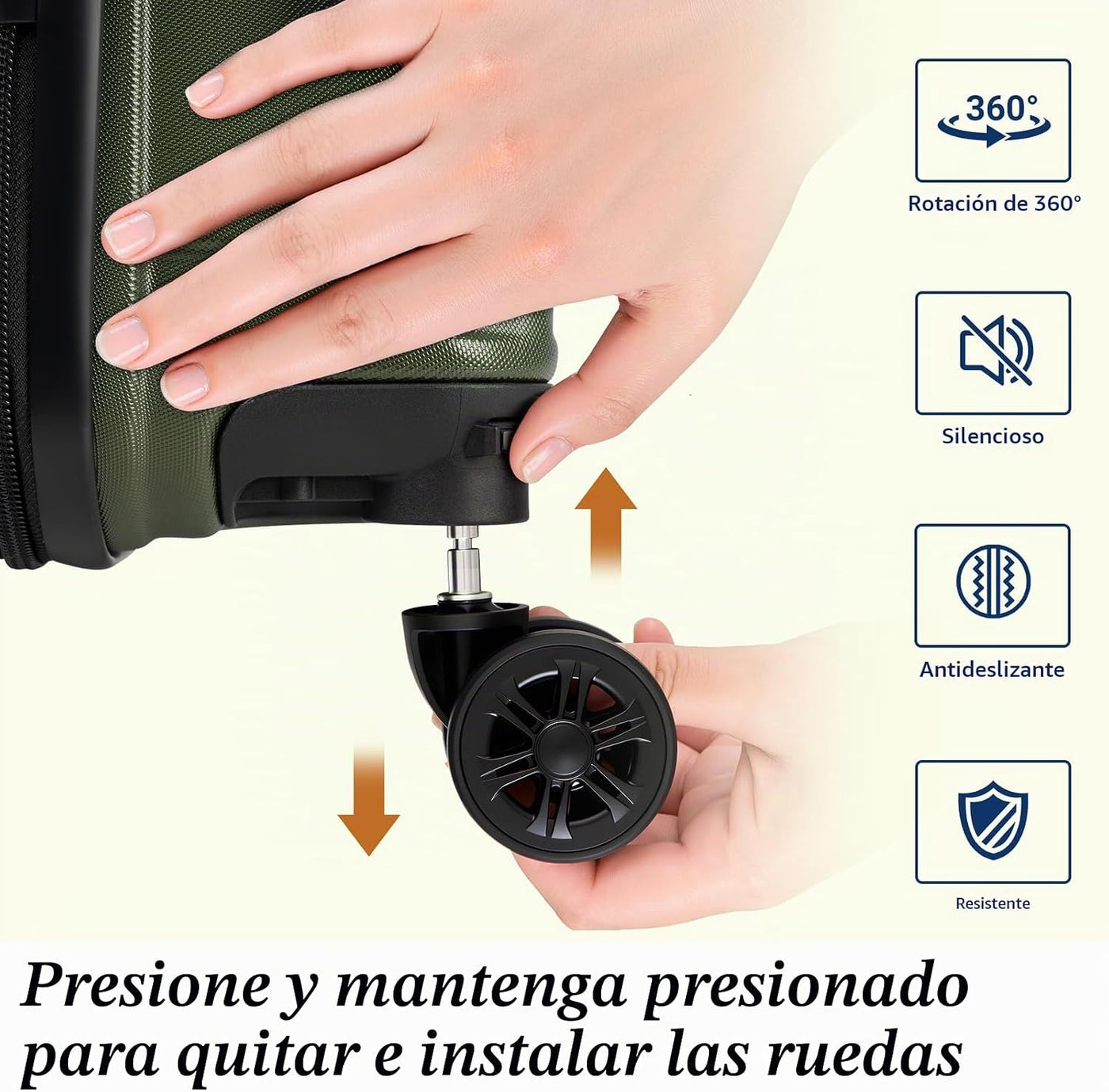 Eeeza Juego de equipaje de 5 piezas, maletas con ruedas, maleta ríg...