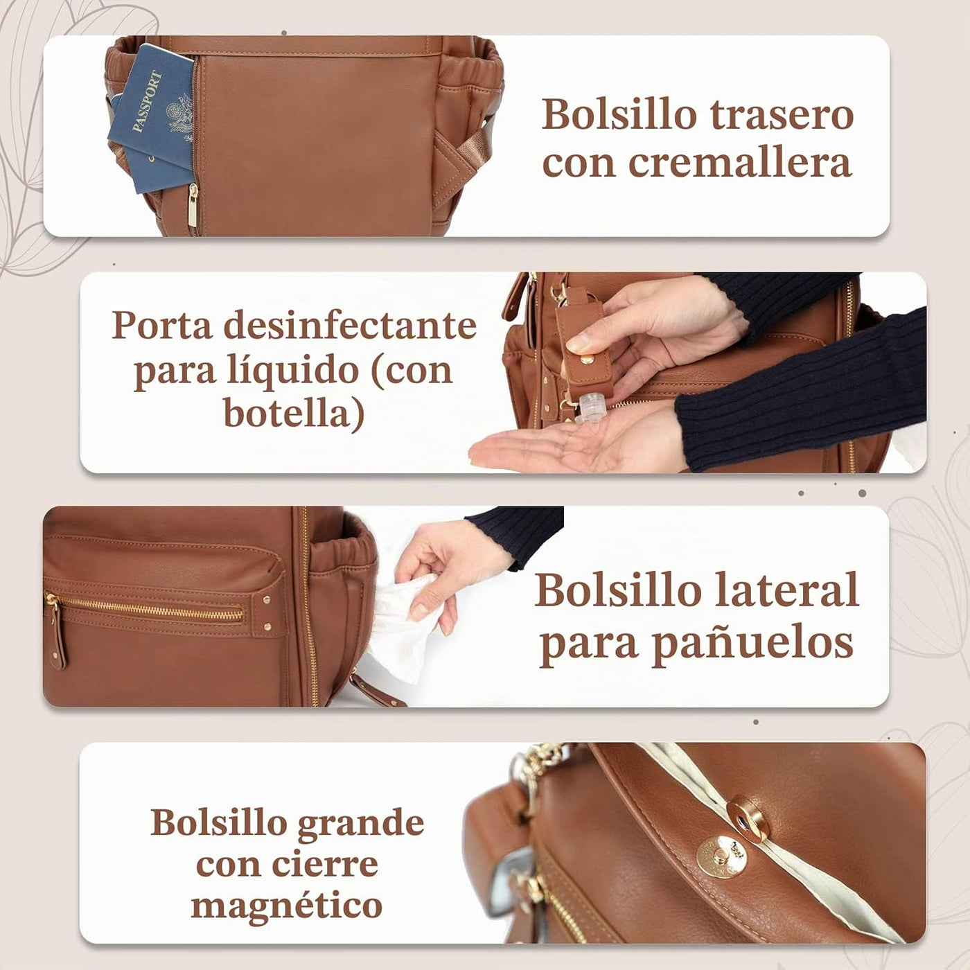 miss fong Pequeña bolsa de pañales mini mochila para pañales con 11...