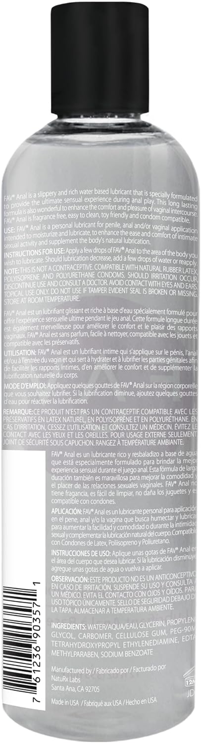 FAV Lubricante Anal a Base de Agua, Lubricante Personal Resbaladizo...