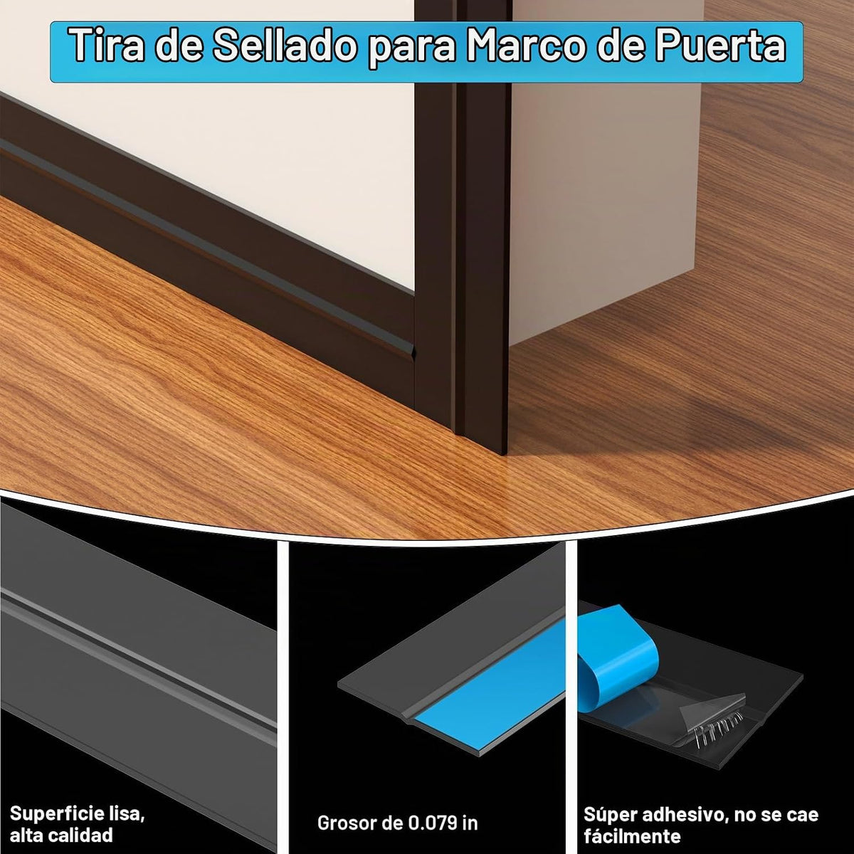 Greymond - Sello para puerta de ducha, 20 pies, negro, 1 pulgada |...