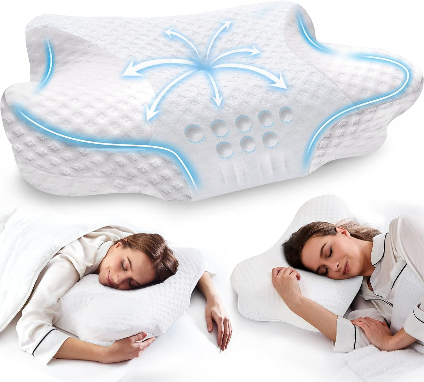 Almohadas cervicales para el cuello con espuma viscoelástica, almoh...