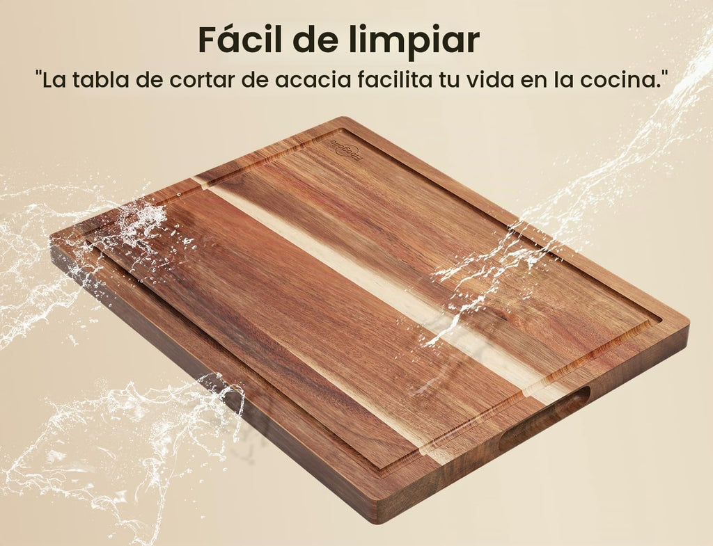 Fibogollo Tablas de cortar de madera de acacia para cocina (juego d...