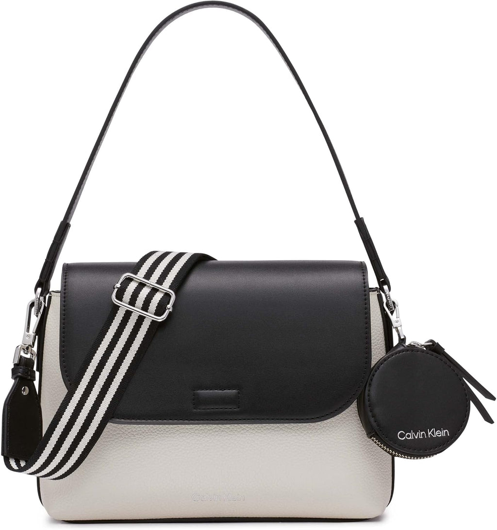 Calvin Klein Bolso de hombro con solapa Millie 2 en 1 para mujer y bandolera
