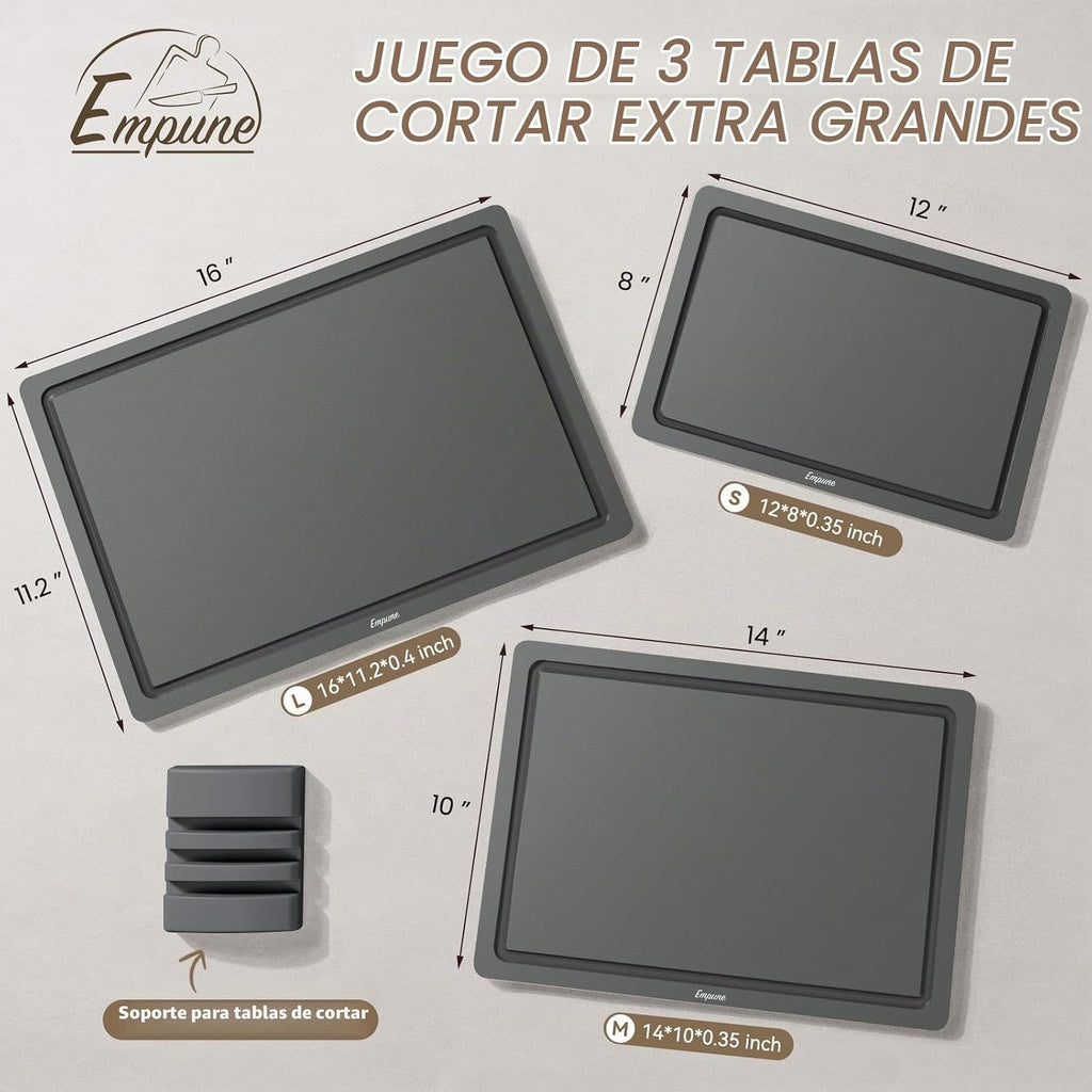 Empune - Juego de tablas de cortar de plástico, tablas de cortar de...