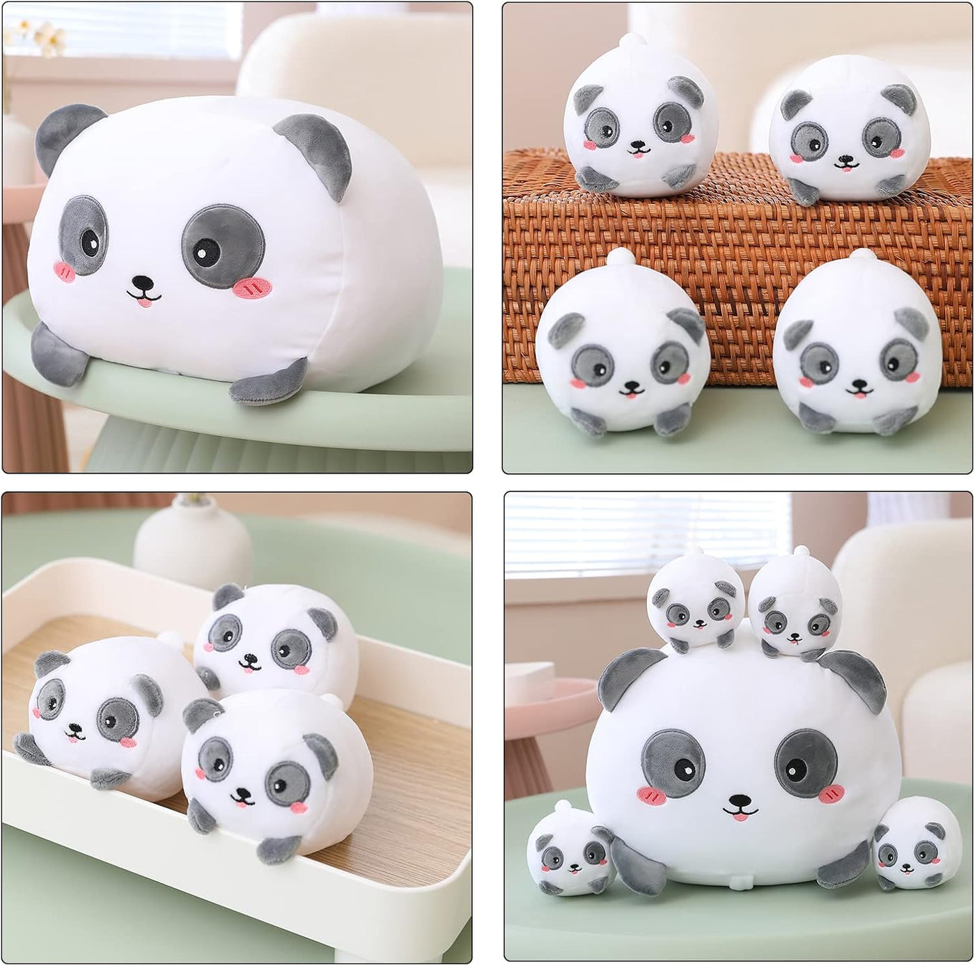 SQEQE Panda Mommy - Animal de peluche con 4 pandas de bebé, juguete...