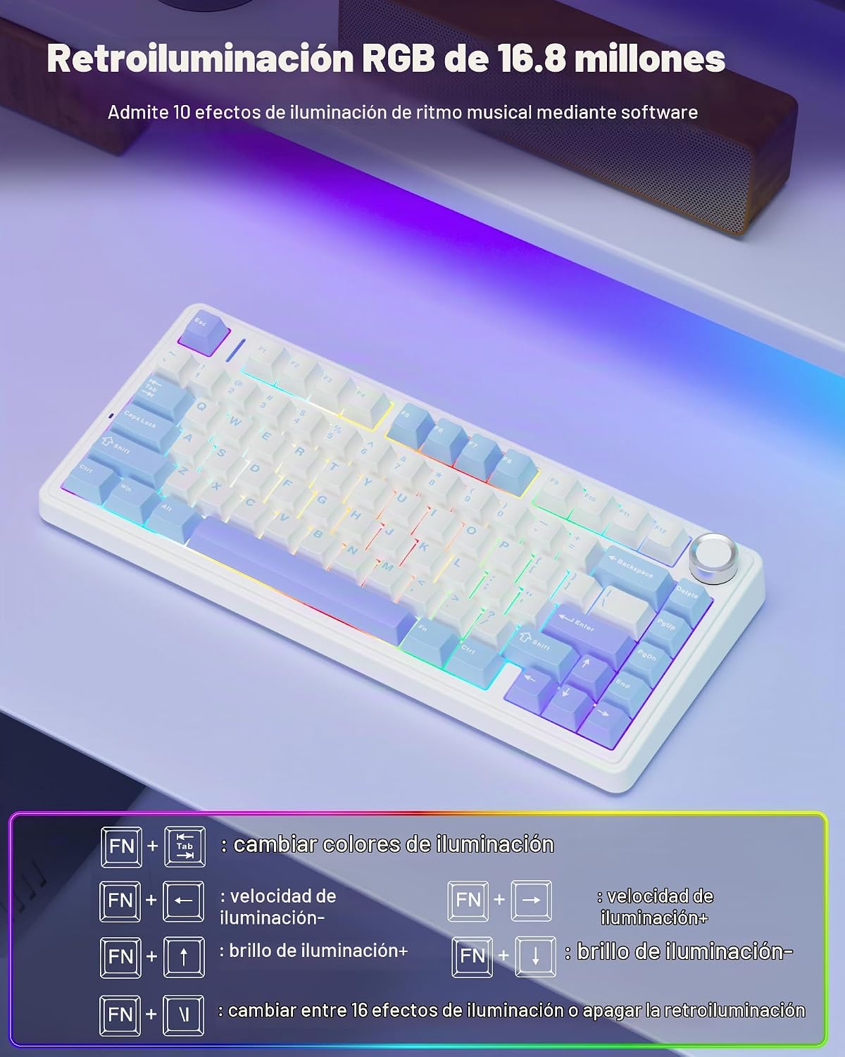 AULA - Teclado mecánico inalámbrico F75 75% con montaje en junta, t...