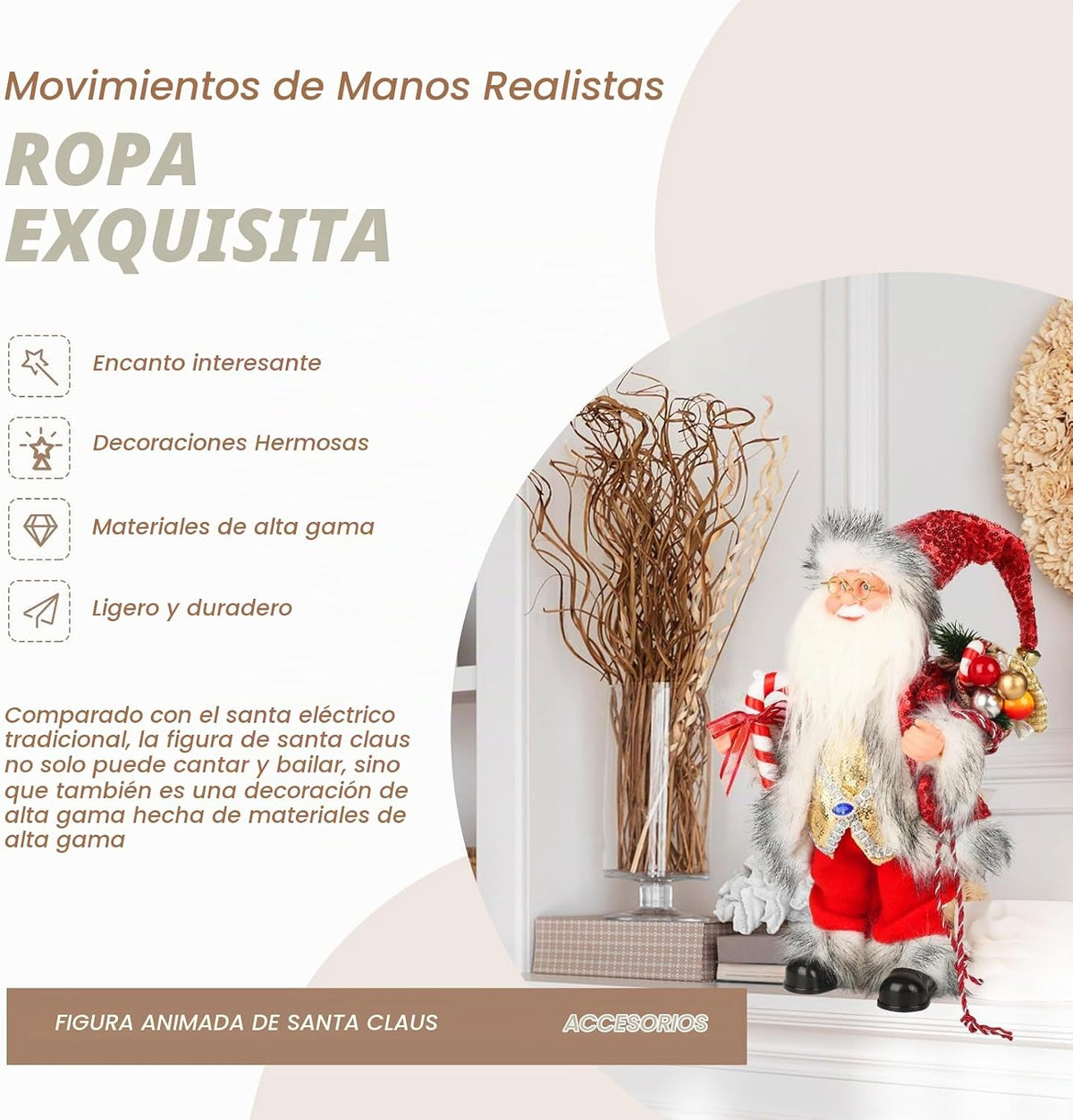 SdeNow Figura musical animada de Papá Noel de 14 pulgadas para deco...