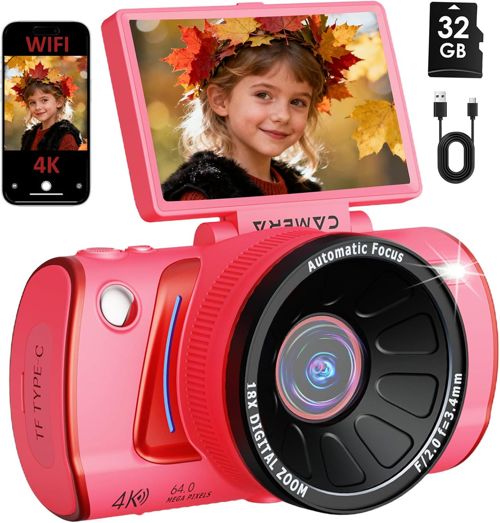Cámara digital 4K para fotografía, cámara de vlogging WiFi de 64MP...