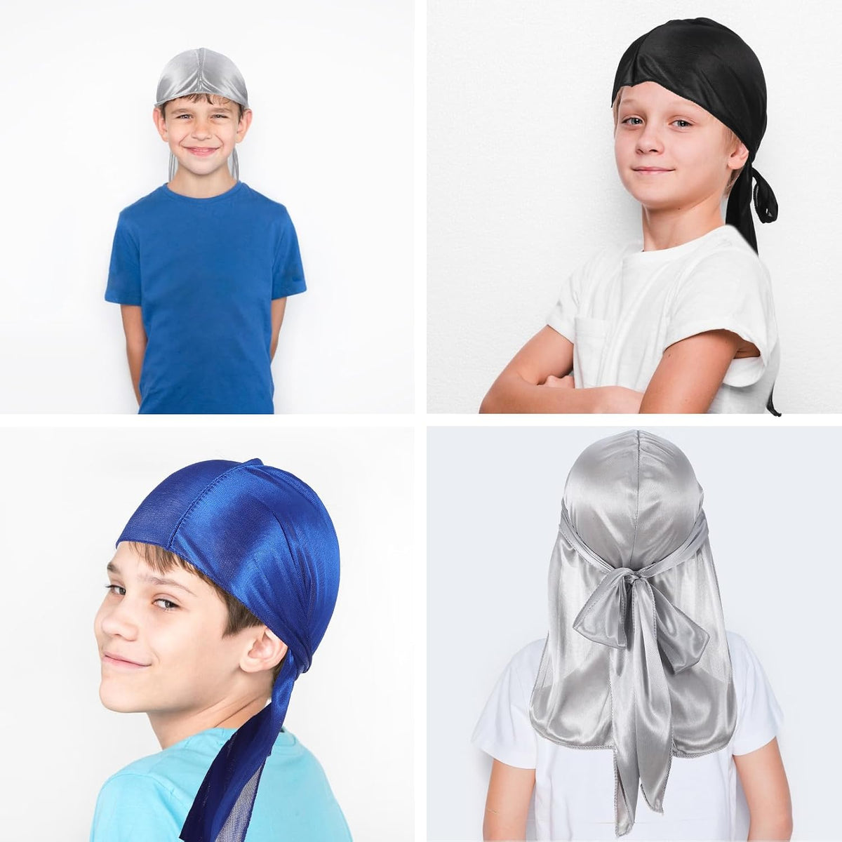 KFHENSOMR Juego de 6 piezas de durag sedoso con gorras onduladas pa...