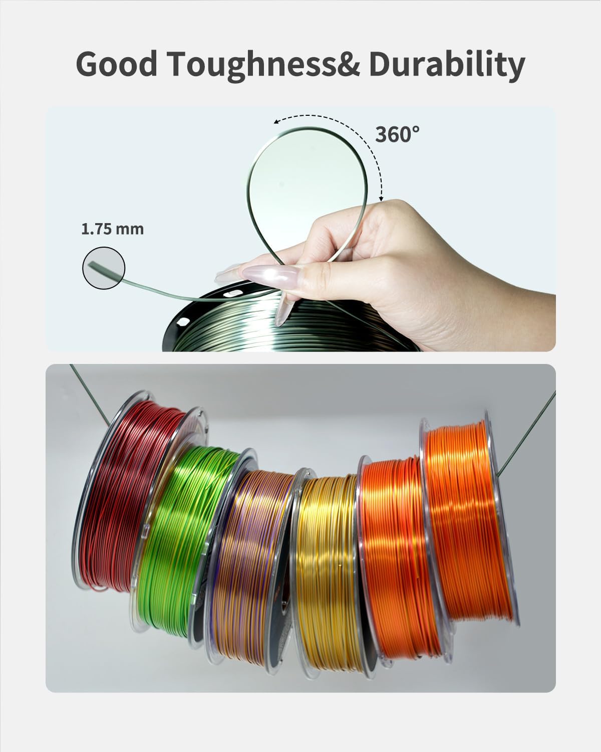 Filamento de seda PLA 1.75mm, filamento para impresora 3D de aspect...
